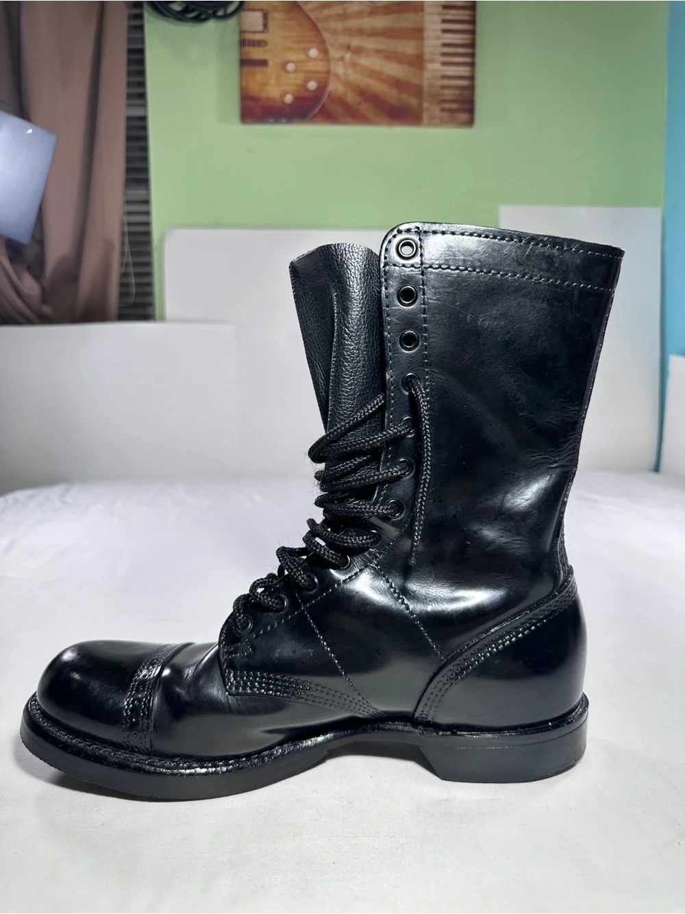 Vintage Corcoran 1500 Historic Jump Boots - Black Leather Military Paratrooper B